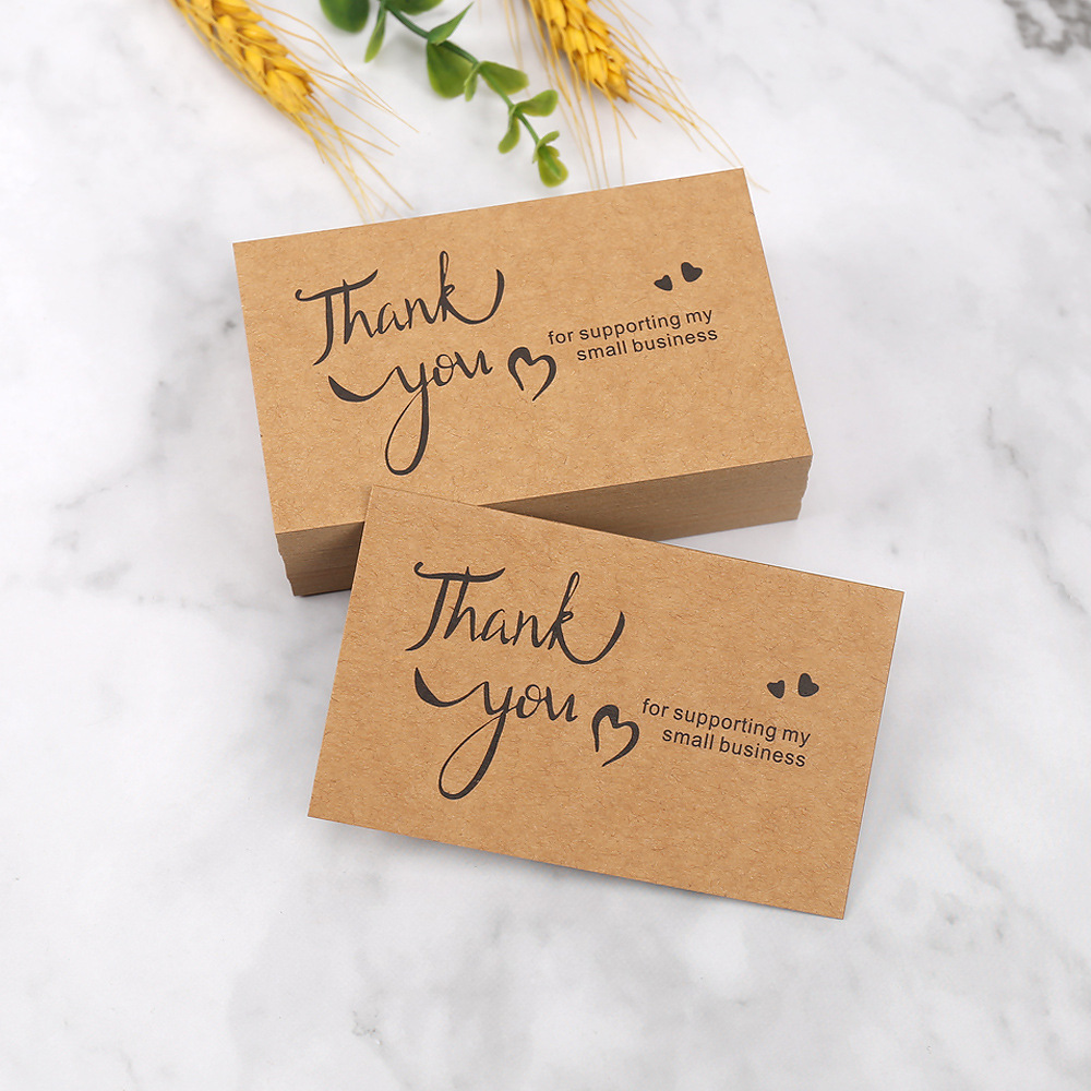 Wedding Decor Supply Store - 50pcs Thank You Cards Kraft Paper