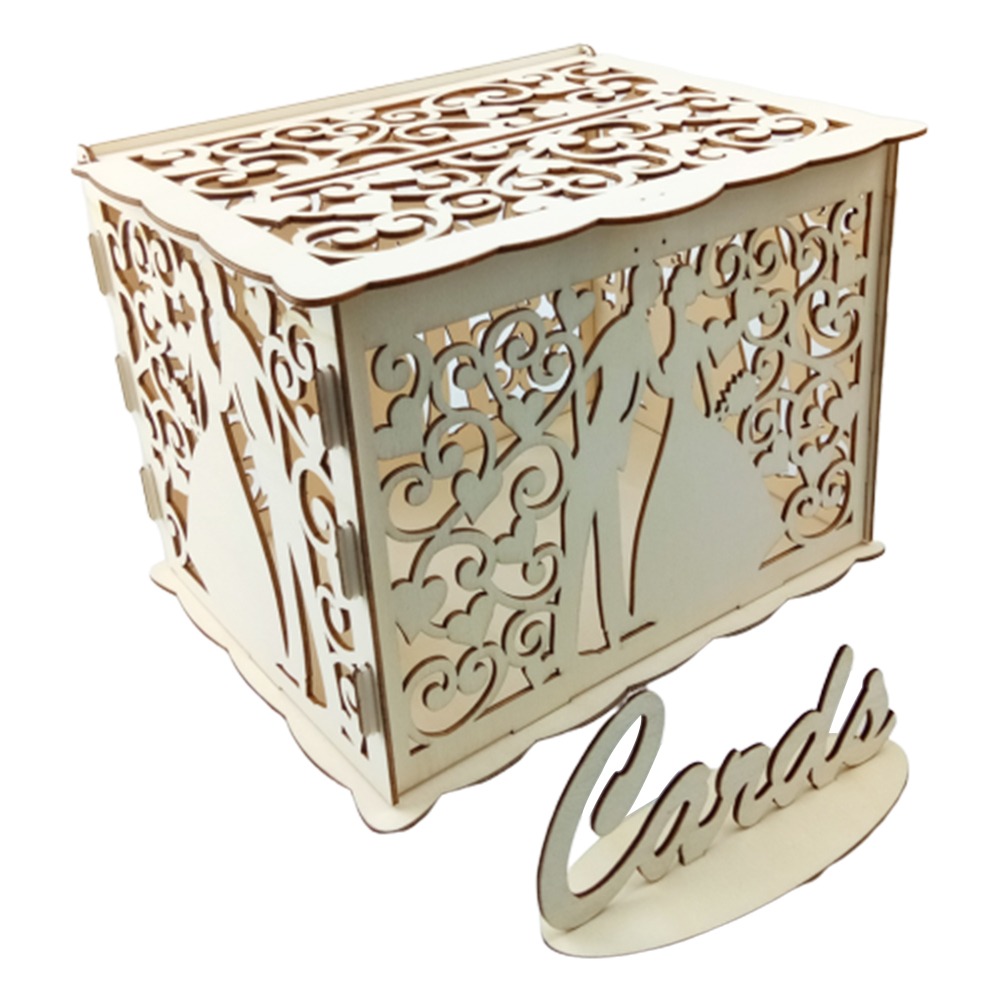 22.5x15x15cm Wooden Wedding Ca - Wedding Card Box ulasan dan harga