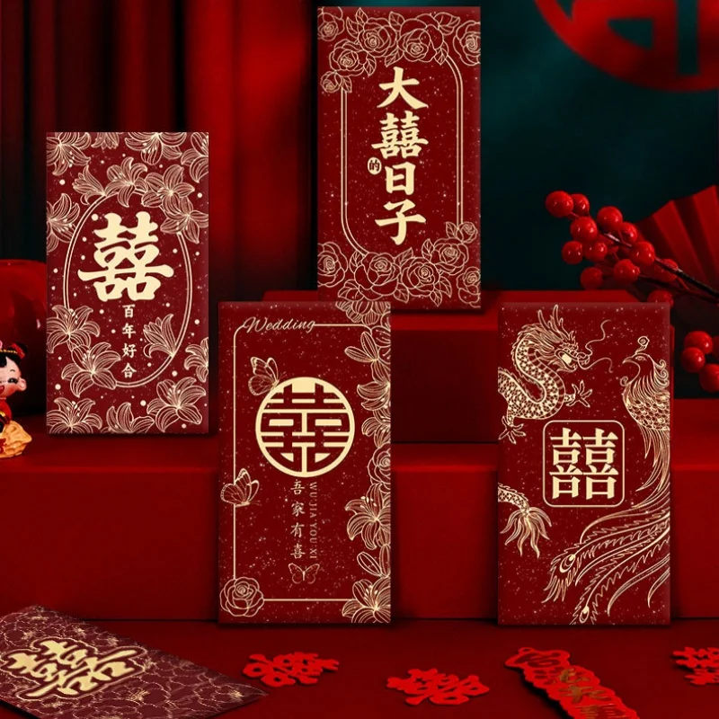 6Pcs New “Xizi” Red Envelopes  - Wedding Envelopes ulasan dan harga